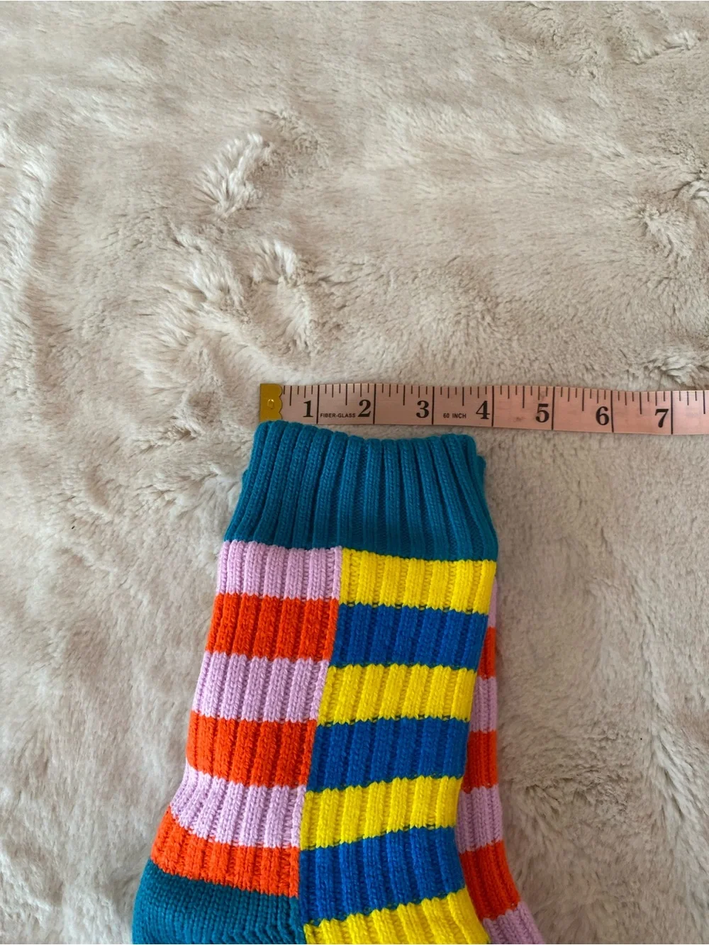 Verloop Super Stripe knit fluffy faux fleece lining house socks.